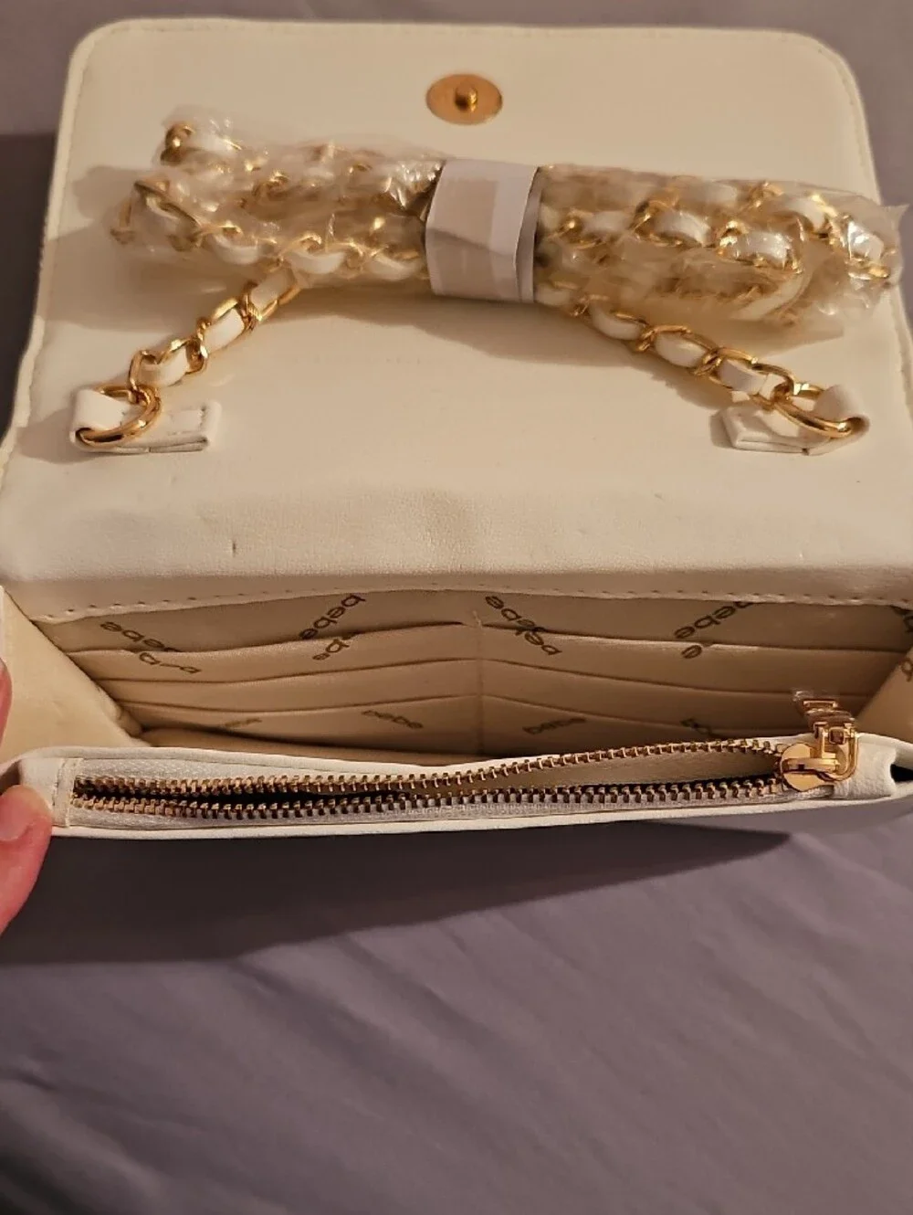 bebe Quilted Crossbody with Gold Logo Accent